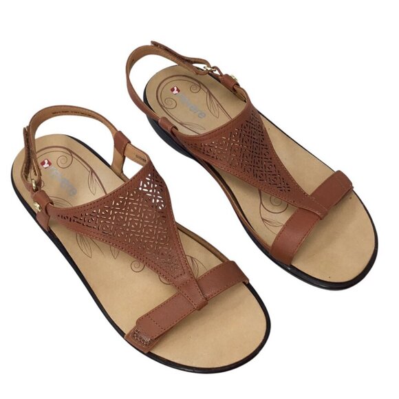 Revere Santa Fe Sandals NWOT Cognac Brown Leather Arch Support T Strap 9 / 40 - Picture 3 of 9